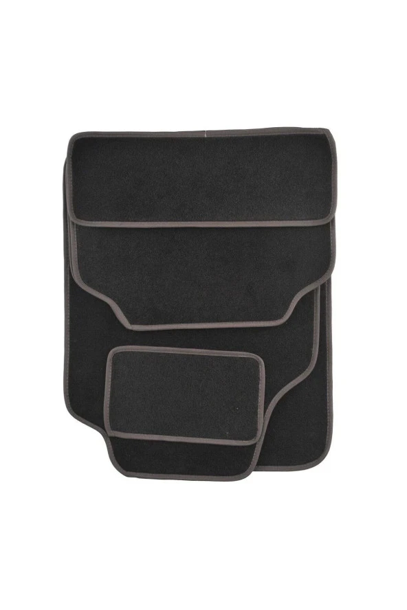 Her Araca Uyumlu Siyah Renk Topuk Destekli Kaydırmaz Tabanlı Üstü Yumoş Kumaş Oto Halı Paspas,Gri ürün görseli