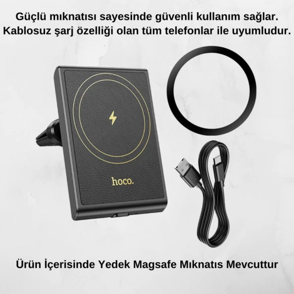 Coofbe Ultra Güçlü Magsafe 15W Kablosuz Araç Şarjı Telefon Tutucu İphone 12 13 14 15 Pro Max Uyumlu - 5