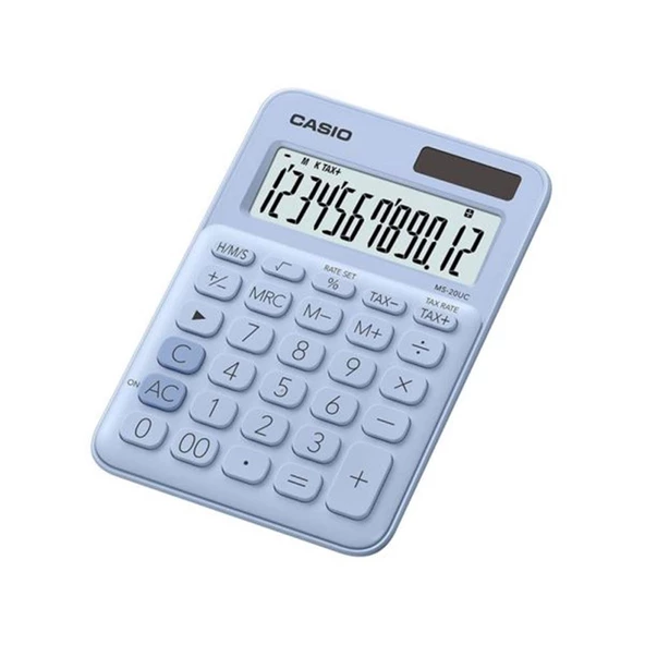 Casio MS-20UC-LB 12 Hane Açık Mavi Masa Üstü Hesap Makinesi ürün görseli 1
