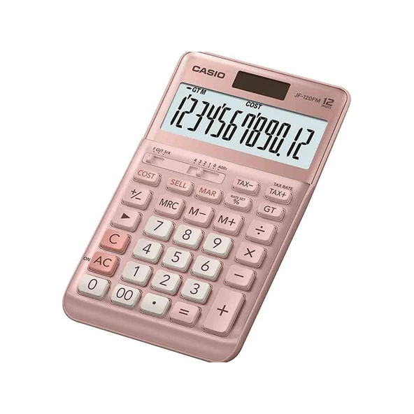 Casio JF-120FM-PK Pembe 12 Hane Masa Üstü Hesap Makinesi ürün görseli 1
