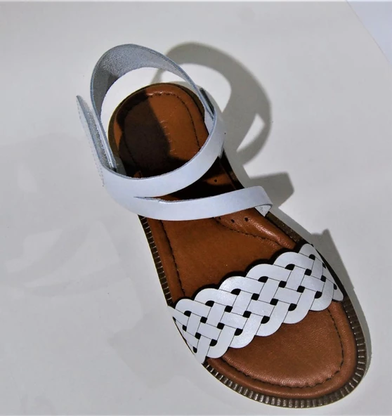 Lepi Kids Hakiki Deri Beyaz Kız Çocuk Sandalet 31-36 - 2