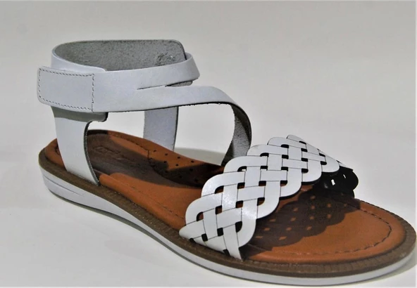 Lepi Kids Hakiki Deri Beyaz Kız Çocuk Sandalet 31-36