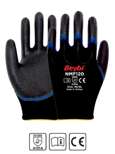 Beybi NMF120 10 bEDEN 12Lİ Mikro Köpük 1-2 Nitril Kaplı Polyester Örgü Eldiven ürün görseli 1