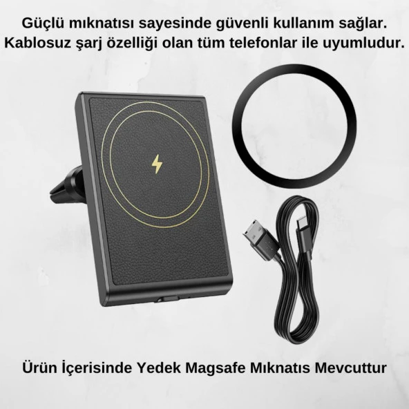 Coofbe Torpido Üzeri Magsafe 15W Kablosuz Araç Şarjı Telefon Tutucu İphone 12 13 14 15 Pro Max Uyumlu - 5