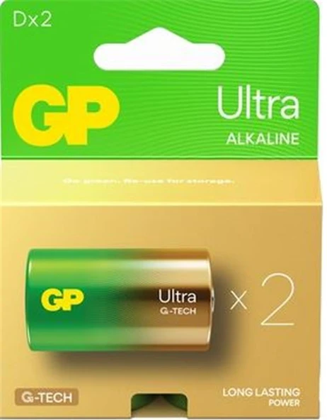 GP LR20 Büyük Boy Ultra Alkalin Pil 2'li Paket GP13AU-U2 D Boy - Resim 2
