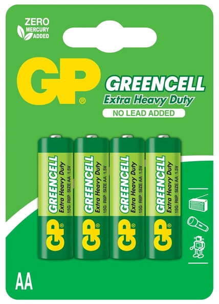GP Greencel R6 AA Boy Çinko Kalem Pil 4'lü Paket GP15G-U4 - Resim 2