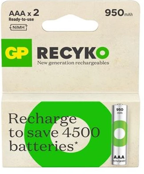 GP AAA 950 mAh Şarjlı İnce Kalem Pil 2'li Paket GP100AAHCEMTR-2GB - Resim 2