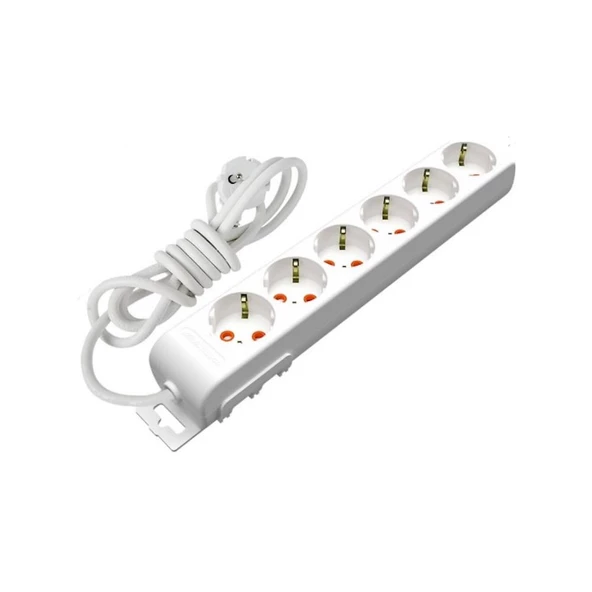 Mutlusan 6lı 2mt Upsli Grup Priz (001 175 630002 02 00) ürün görseli 1