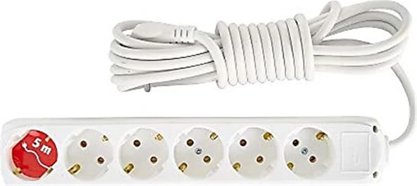 Almera 6lı 5mt Topraklı Priz ürün görseli 1