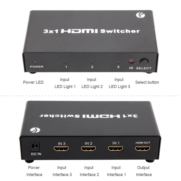Vcom DD433 3-1 Port 1.4V 3D Metal Hdmi Switch ürün görseli 1