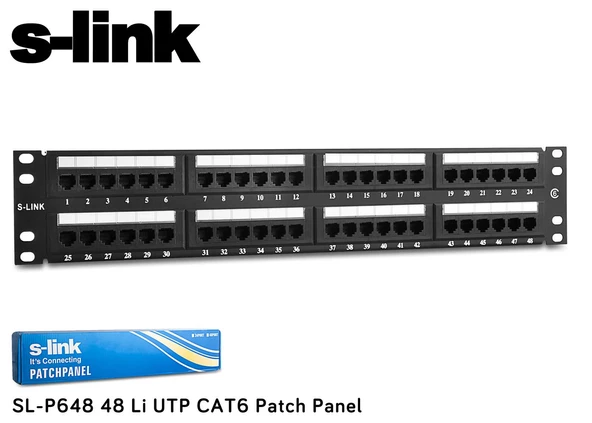 S-link  SL-P648 48 Port Cat6 Utp Patch Panel