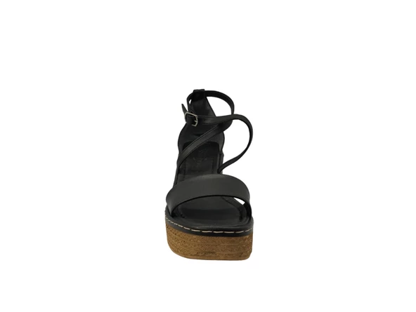 Ventes 581407Z Hasır Taban 7 cm Topuk Boyu Tek Bant Bilekten Bağlamalı Kadın Sandalet Ayakkabı - 3