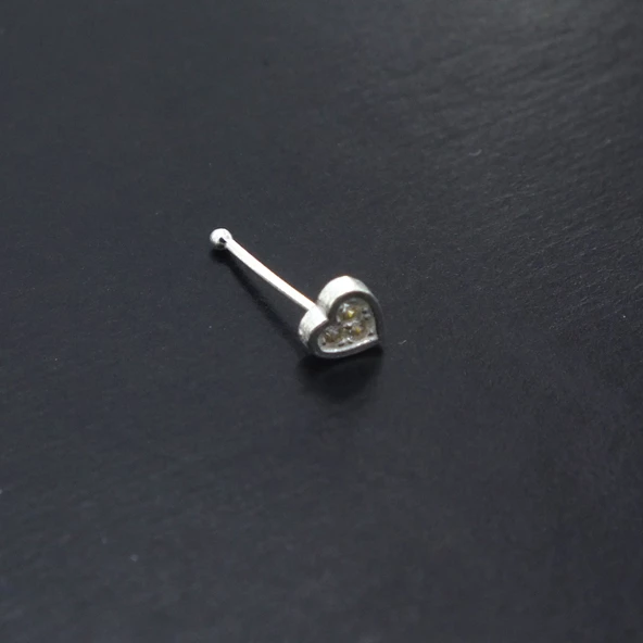 925 Ayar Gümüş Zirkon Taşlı Küçük Kalp Hızma HZ-110 - 2