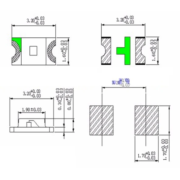1206 Smd Led - Mavi Renk - 10 Adet - Resim 2