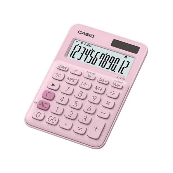 Casio MS-20UC-PK 12 Hane Açık Pembe Masa Üstü Hesap Makinesi ürün görseli 1