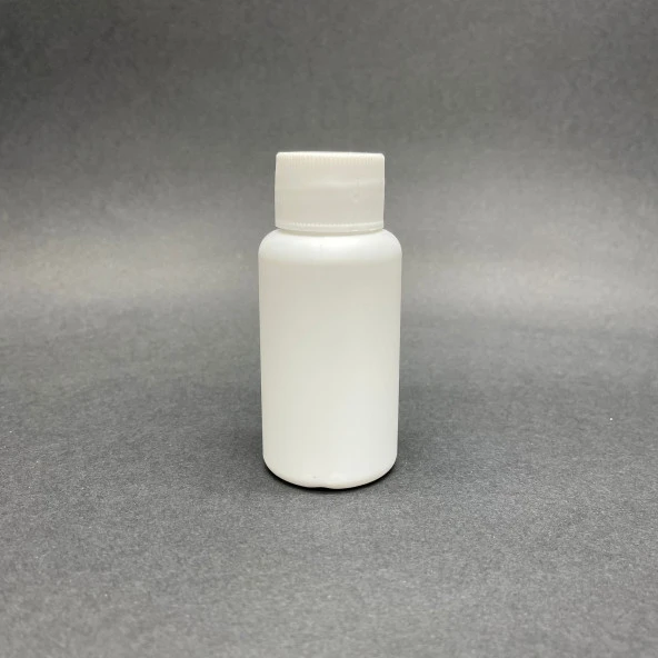 50 cc Beyaz PE Plastik Şişe  - Beyaz Kapaklı- 50ml Kapaklı Plastik Şişe- x 10 Adet - 1