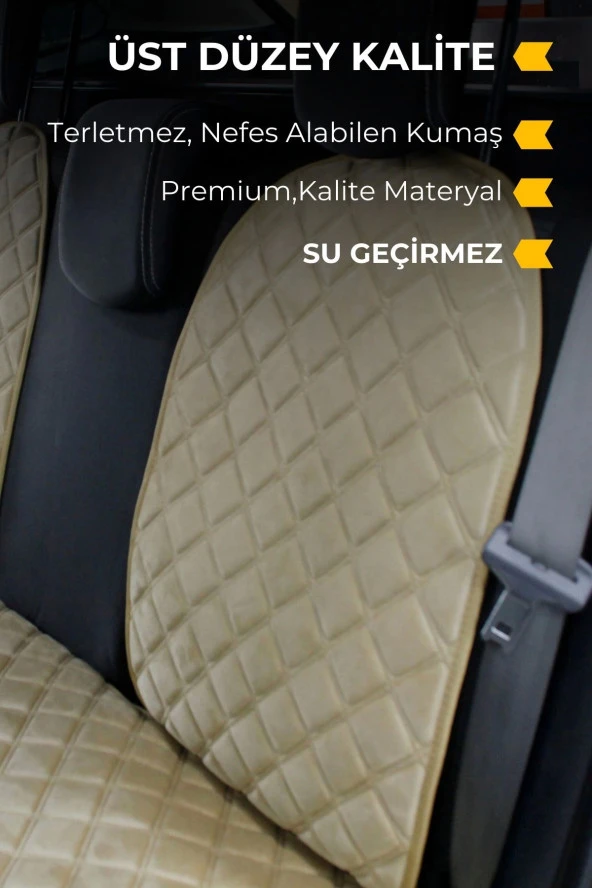 Bej-Su Geçirmez & Terletmez Sırtlı Oto Koltuk Minder Seti-Koltuk Koruma Kılıfı (Full Set) - Resim 3