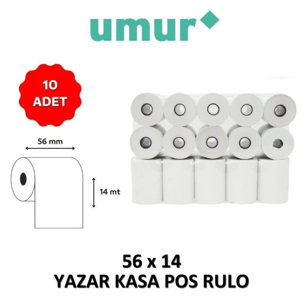 Umur Yazar Kasa Pos Rulosu 56mm x 14mt - 10 Adet