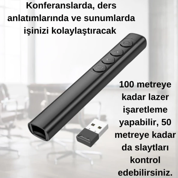 Polham Pilli Kırmızı Lazerli Sunum Kumandası, 100MT mesafeli Konferans, Ders Anlatım, Sunum Kumandası - 4