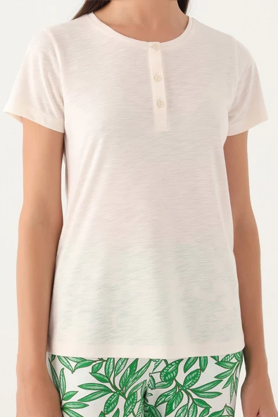 Pierre Cardin 8806 Palm Kadın Kısa Kol Pijama Takımı - 2