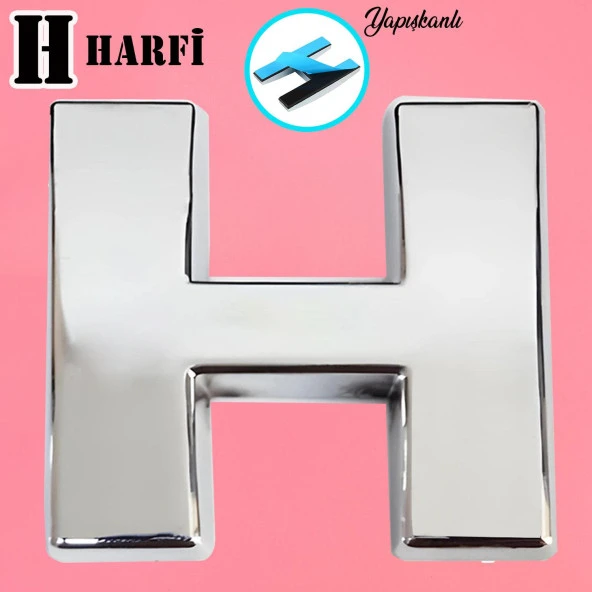 Harf Yapışkanlı H Harfi 5 cm Kapı Oda Posta Kutusu Oto Araç Harfi Yazısı Parlak Krom Gümüş