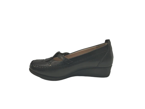 Yüce 036Z İç Dış Hakiki Deri Ortopedik Jel Taban Günlük Kadın Anne Babet Ayakkabı - 2