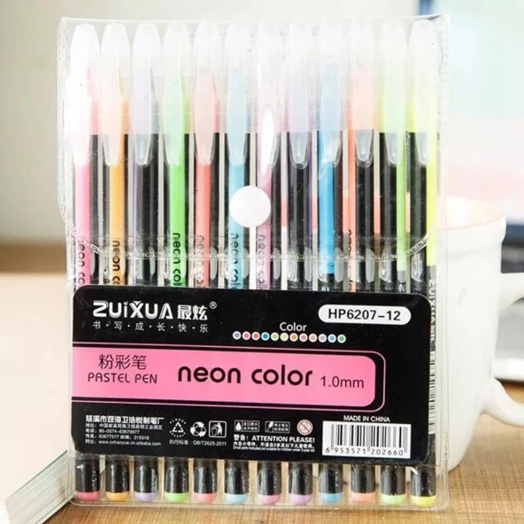 Linea Zuixua Pastel Jel Mürekkepli Kalem 1.0 mm 12 Renk HP6207-12 - 3