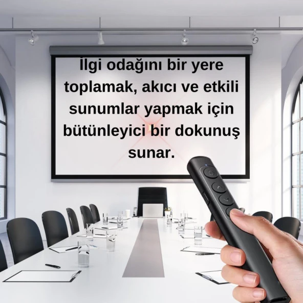 Coofbe 100Mt Mesafeli USB Girişli Pilli RF2.4GHz Projeksiyon Sunum Kumandası Kırmızı Lazer İşaretçili - 3
