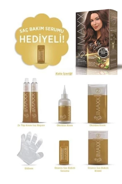 Maxx Deluxe Saç Boyası Set Yoğun Sıcak Kahve 5/77 - 2