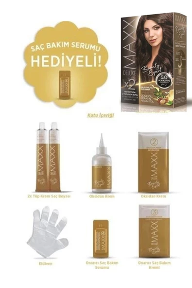 Maxx Deluxe Saç Boyası Set Açık Kahve 5/0 - 2