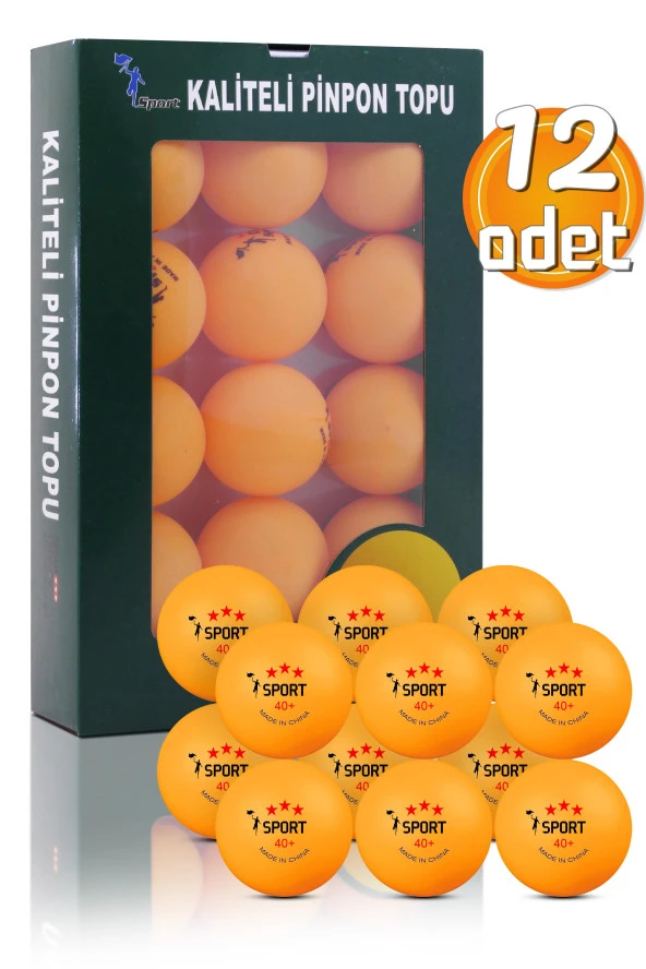 12 Adet 3 Yıldız Kutulu 40+ Gazlı Pinpon Topu Turuncu Masa Tenisi Topu Pingpong Topu