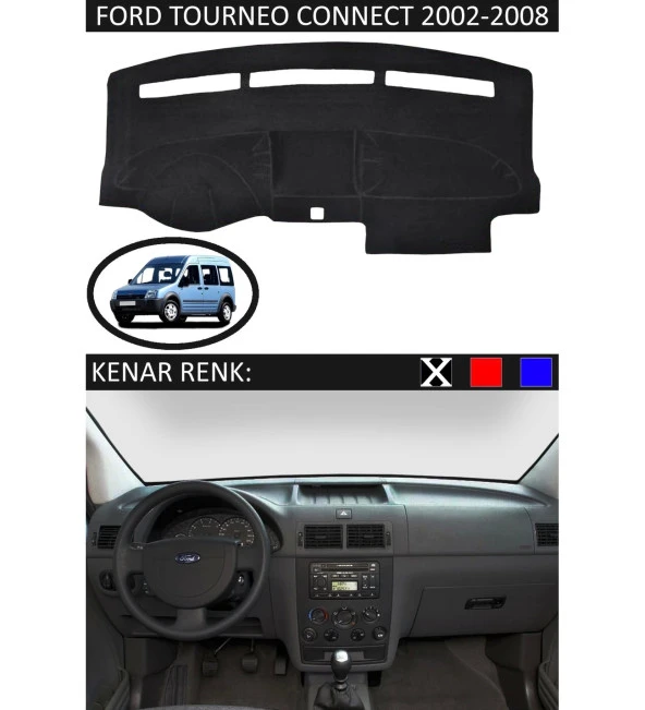 Ford Tourneo Connect 2002-2008 İçin Uygun Torpido Koruma Halısı Siyah ürün görseli