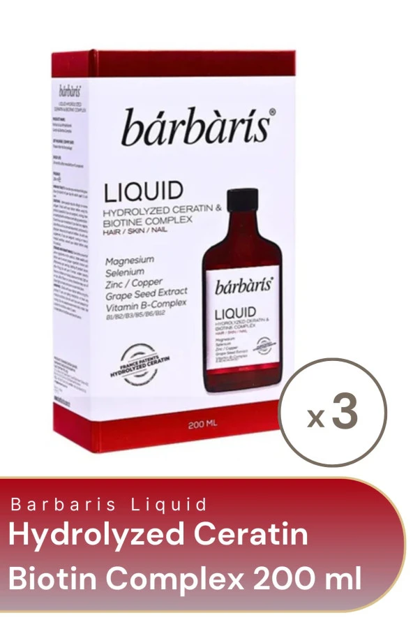 Barbaris Liquid Hydrolyzed Ceratin and Biotin Complex 200 ml - 3 Adet