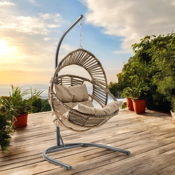 Capri Swing Nobel Tekli Rattan Bahçe Balkon Salıncağı - 10