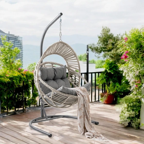 Capri Swing Nobel Tekli Rattan Bahçe Balkon Salıncağı - 4