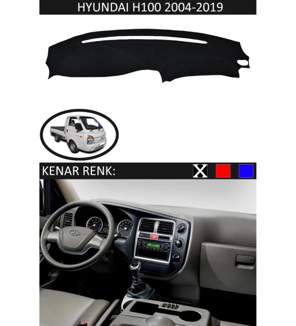 Hyundai H100 2004-2019 İçin Uygun Torpido Koruma Halısı Siyah Kenar Renk Siyah - 1