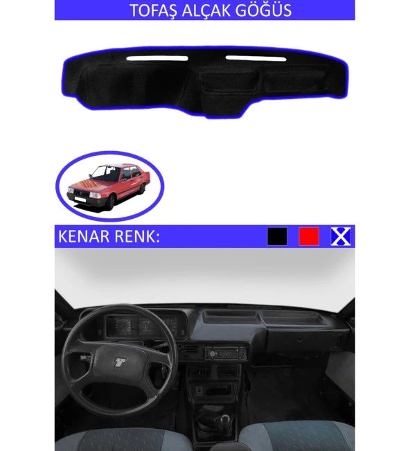 Tofaş Alçak Göğüs İçin Uygun Torpido Koruma Halısı Siyah Kenar Renk Mavi ürün görseli