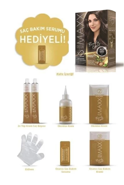 Maxx Deluxe Saç Boyası Set Kahve 4/0 - Resim 2