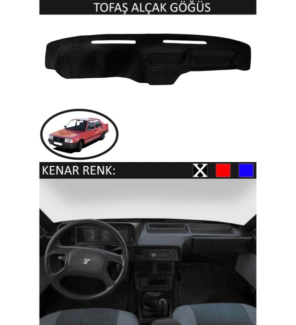 Tofaş Alçak Göğüs İçin Uygun Torpido Koruma Halısı Siyah Kenar Renk Siyah ürün görseli