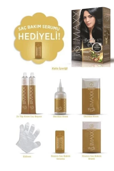 Maxx Deluxe Saç Boyası Set Mavi Siyah 1/1 - Resim 2
