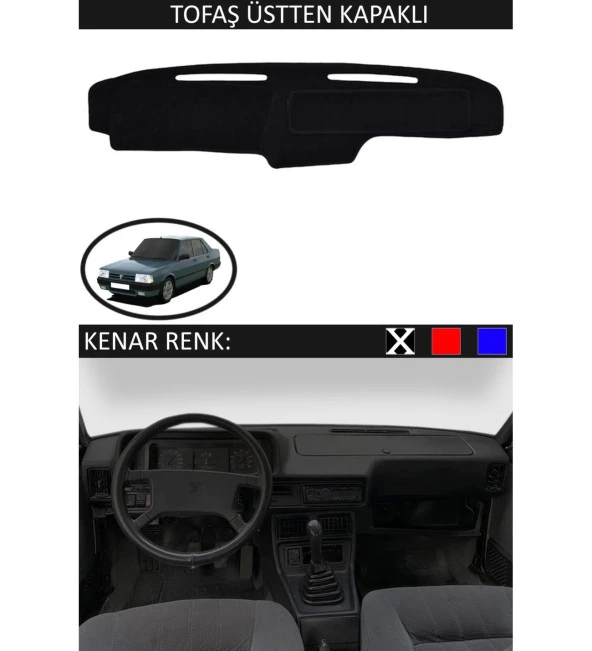 Tofaş Üstten Kapaklı İçin Uygun Torpido Koruma Halısı Siyah Kenar Renk Siyah ürün görseli