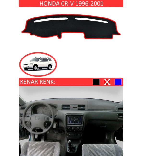 Honda CR-V 1996-2001 İçin Uygun Torpido Koruma Halısı Siyah Kenar Renk Kırmızı ürün görseli