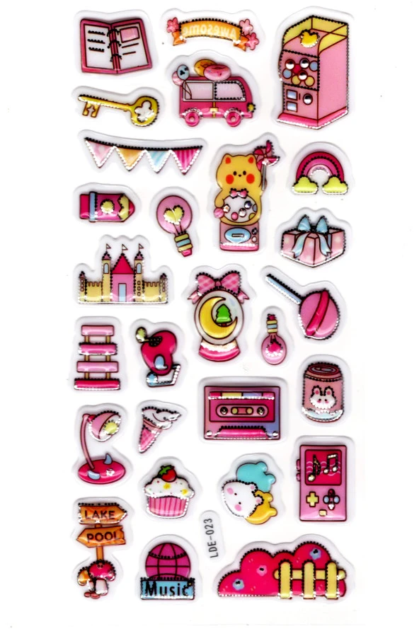 Sticker Kabartmalı Stiker Defter Planlayıcı Etiket (Lde023)-19x9cm - Nostaljik Araba Şeker