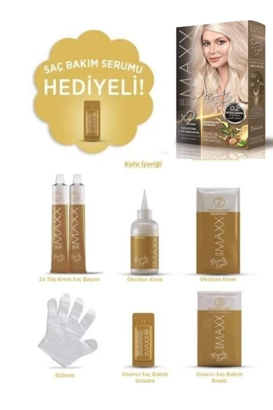 Maxx Deluxe Saç Boyası Set Buzul Sarısı 0/2 - Resim 2