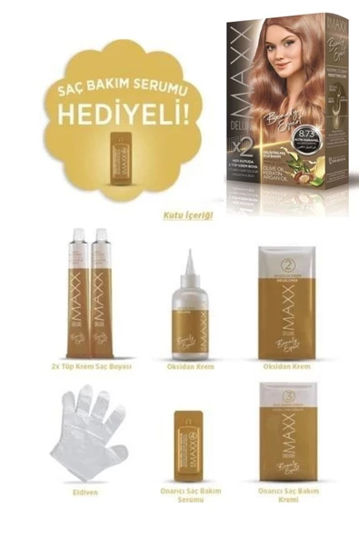 Maxx Deluxe Saç Boyası Set Altın Karamel 8/73 - 2