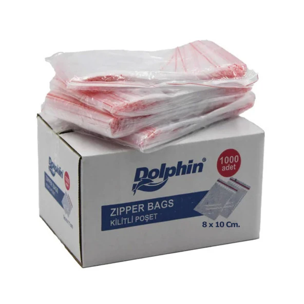 Dolphin Kilitli Şeffaf Buzdolabı Kilitli Saklama Poşeti Torba - 8x10 Cm. - 1000 Adetlik 5 Kutu - 3