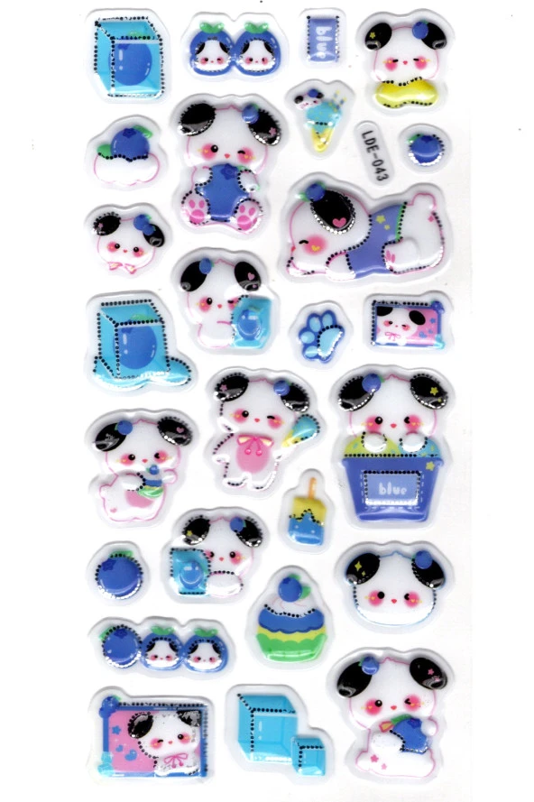 Sticker Kabartmalı Stiker Defter Planlayıcı Etiket (Lde043)-19x9cm - Tatlı Köpek Mavi