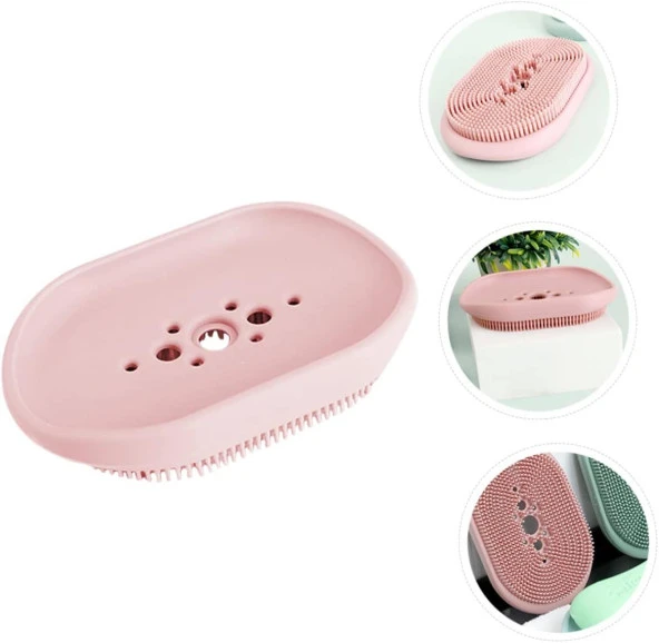Silikon Sabunluk Fırçalı Sabunluk Çok Amaçlı Lavabo Banyo Temizlik Fırçası Katı Sabunluk