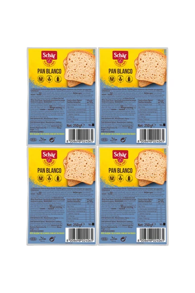 Schar Pan Blanco Glutensiz Beyaz Ekmek 250 gr (4 Adet)