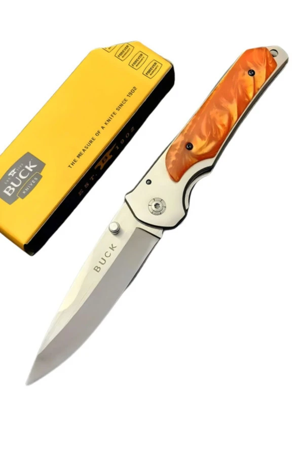 BUCK Knives Turuncu Sedefli 24 Cm Çakı Bıçak Paslanmaz Çelik Kemer Klipsli Manuel Outdoor